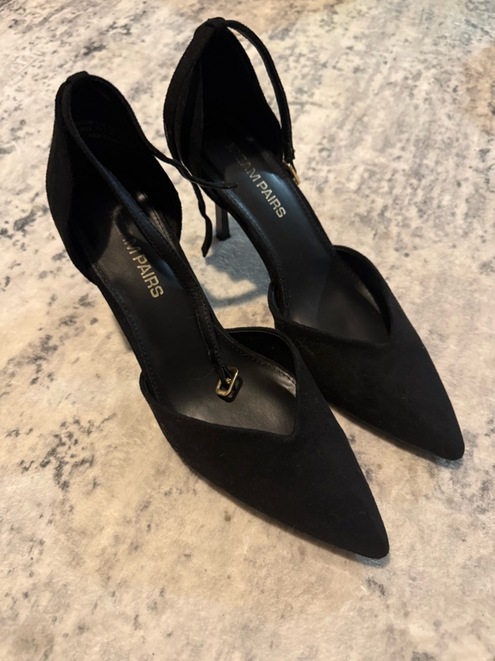 Dream Pairs Black Pointed Ankle Tie Stiletto Heels
